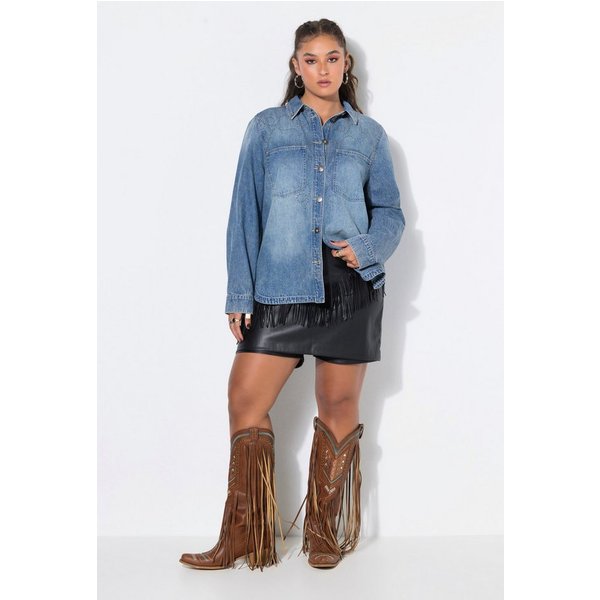 Studio Untold Hemdbluse Jeanshemd Oversize Shape Zier-Nieten