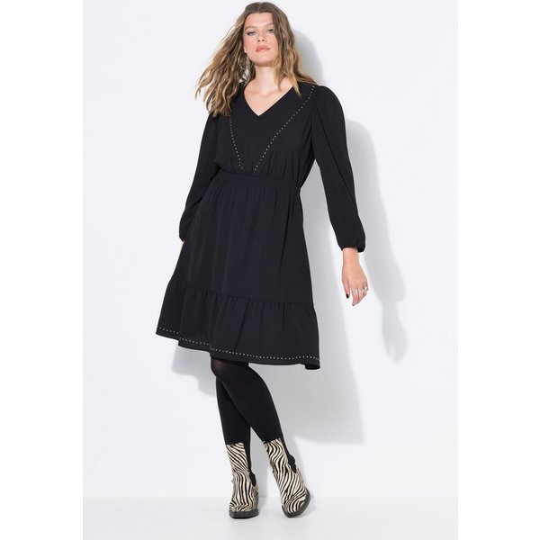 Studio Untold Jerseykleid Kleid A-Line V-Ausschnitt mit Ziernieten