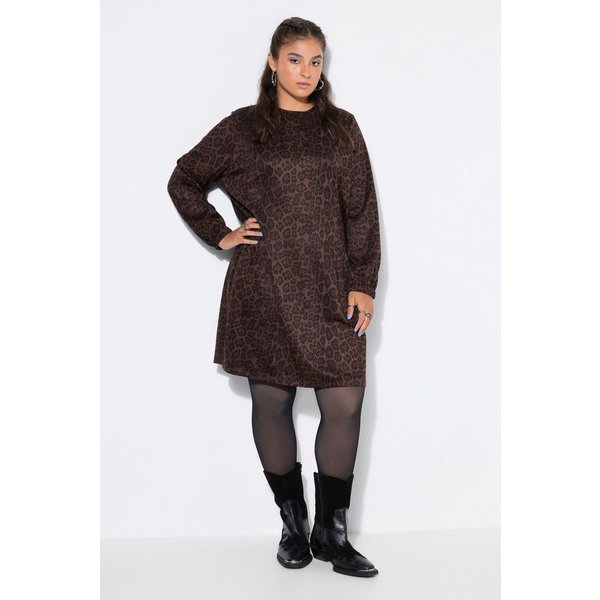 Studio Untold Jerseykleid Kleid oversized Suede mit Leo Ballonärmel
