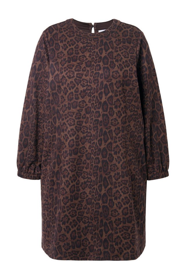 Studio Untold Jerseykleid Kleid oversized Suede mit Leo Ballonärmel – Bild 2 von 4