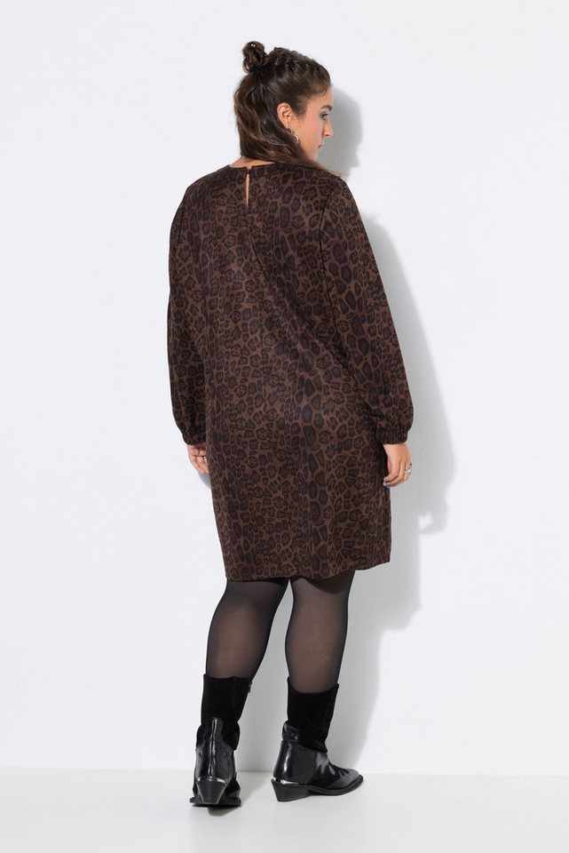 Studio Untold Jerseykleid Kleid oversized Suede mit Leo Ballonärmel – Bild 3 von 4