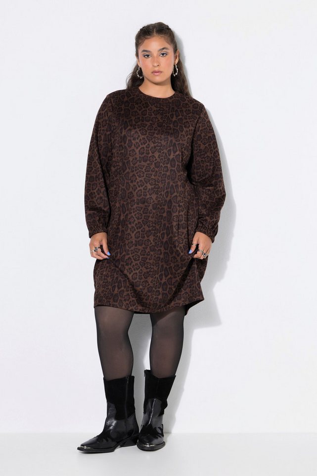 Studio Untold Jerseykleid Kleid oversized Suede mit Leo Ballonärmel – Bild 4 von 4