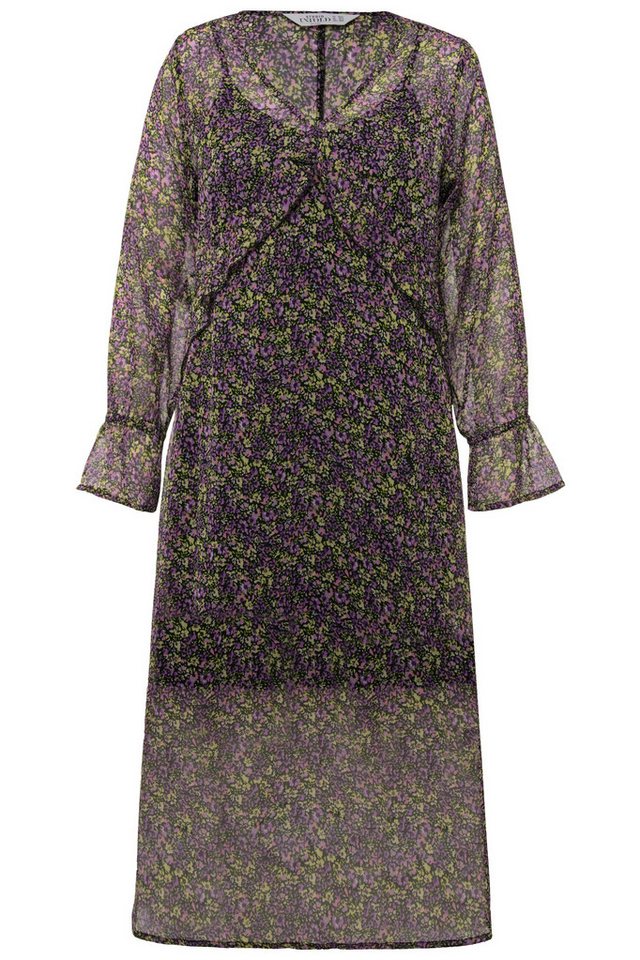 Studio Untold Jerseykleid Maxikleid A-Line Chiffon Minimal Blumen Langarm – Bild 2 von 2