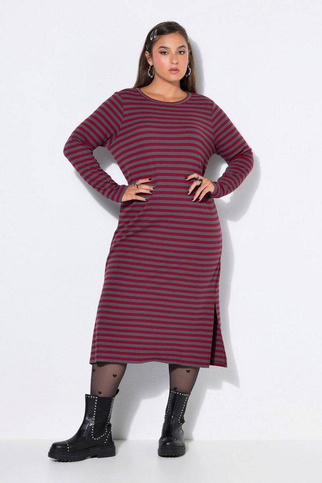 Studio Untold Jerseykleid Midikleid Rippjersey mit Ringeln Langarm – Bild 4 von 4
