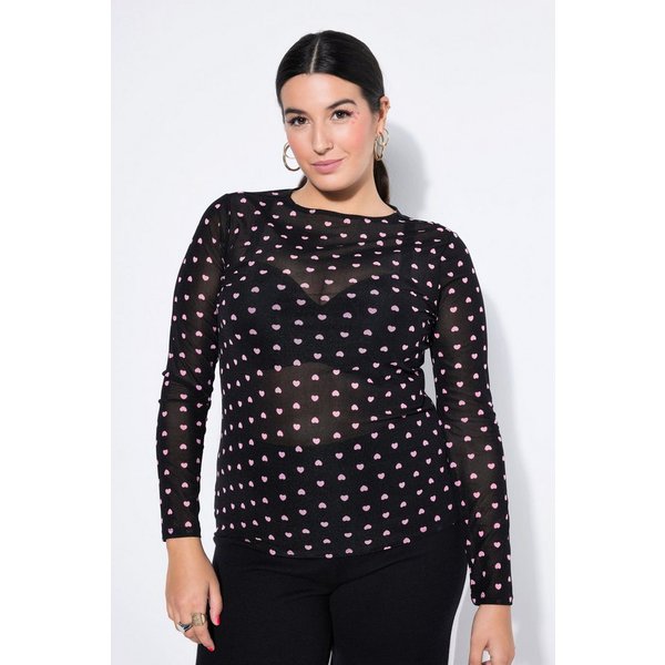 Studio Untold Longsleeve Shirt Slim Shape Mesh Langarm Herzen