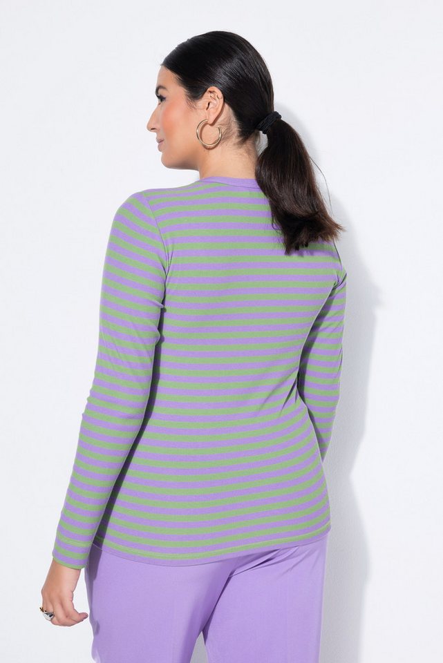 Studio Untold Longsleeve Shirt Slim Shape Ringel Rippjersey Langarm – Bild 3 von 3