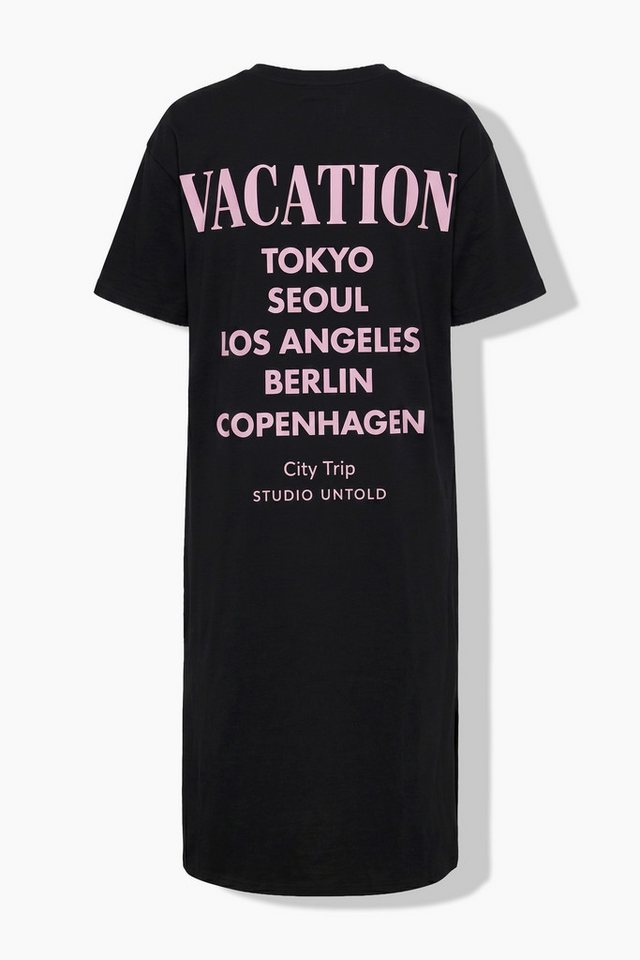 Studio Untold Maxikleid T-Shirt-Kleid oversized Rücken VACATION Print – Bild 4 von 4