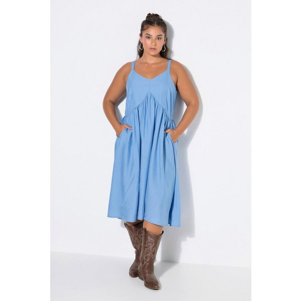 Studio Untold Midikleid Midikleid ärmelloser A-Shape Lyocell Jeanslook