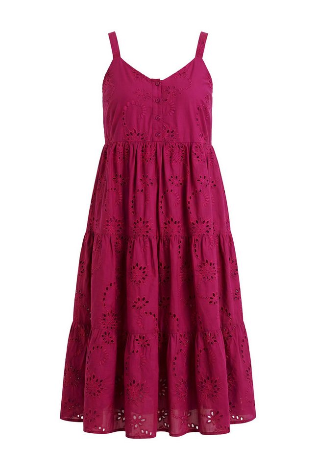 Studio Untold Midikleid Midi-Trägerkleid A-Linie Lochstickerei Volants – Bild 2 von 4