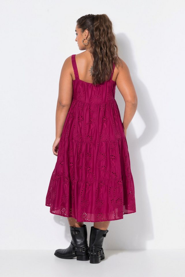 Studio Untold Midikleid Midi-Trägerkleid A-Linie Lochstickerei Volants – Bild 3 von 4