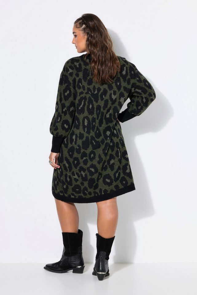 Studio Untold Minikleid Strickkleid oversized Leo-Muster Ballonärmel – Bild 3 von 3