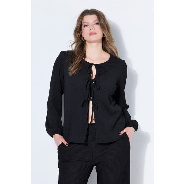 Studio Untold Satinbluse Bluse Schleifen-Verschluss Puffärmel