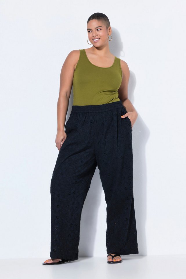 Studio Untold Schlupfhose Hose Wide Legs Baumwoll-Spitze Elastikbund – Bild 4 von 4