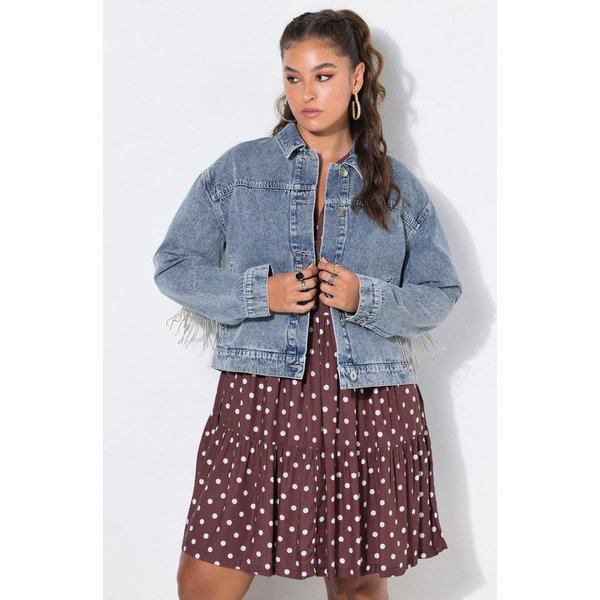 Studio Untold Sommerjacke Jeansjacke Boxy Shape Glitzerfransen