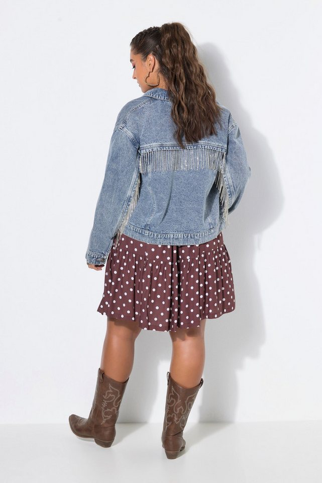 Studio Untold Sommerjacke Jeansjacke Boxy Shape Glitzerfransen – Bild 3 von 5
