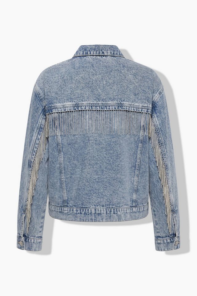 Studio Untold Sommerjacke Jeansjacke Boxy Shape Glitzerfransen – Bild 5 von 5