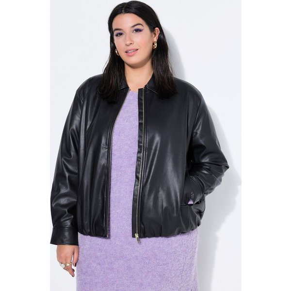 Studio Untold Sommerjacke Lederoptik-Blouson oversized Zipper Komplettfutter