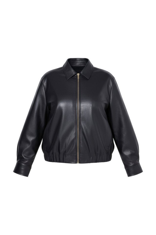 Studio Untold Sommerjacke Lederoptik-Blouson oversized Zipper Komplettfutter – Bild 2 von 4