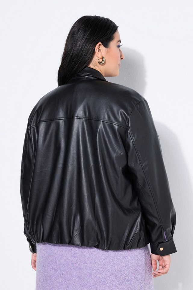 Studio Untold Sommerjacke Lederoptik-Blouson oversized Zipper Komplettfutter – Bild 3 von 4