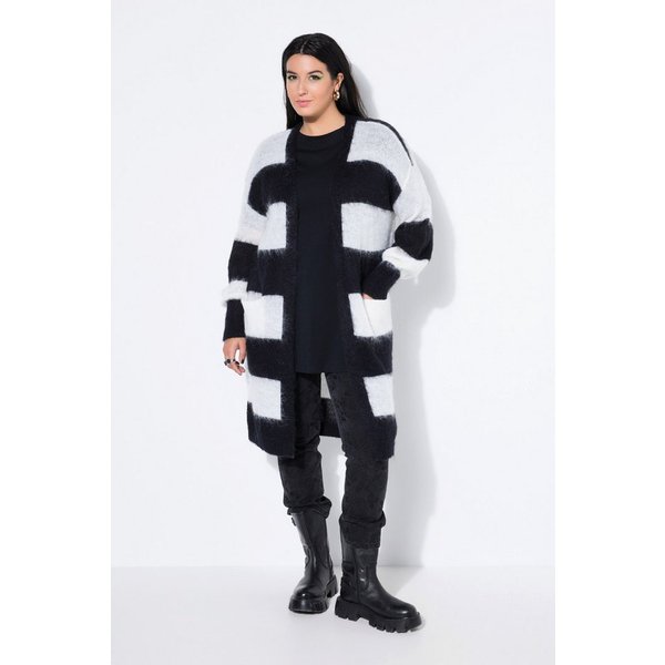 Studio Untold Strickjacke Long-Strickjacke offene Form Blockstreifen