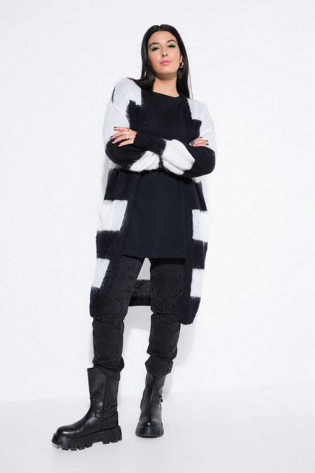 Studio Untold Strickjacke Long-Strickjacke offene Form Blockstreifen – Bild 4 von 4