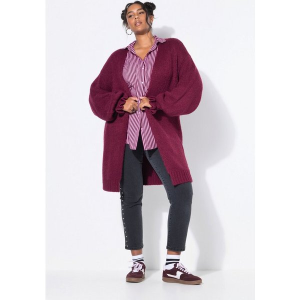 Studio Untold Strickjacke Long-Strickjacke oversized Ärmel-Raffung