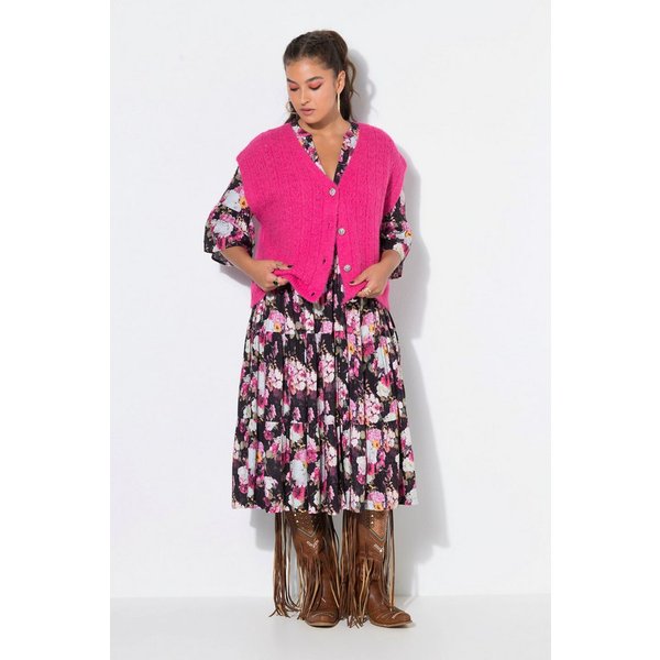 Studio Untold Strickjacke Strickweste Ajourstrick Schmuckknöpfe