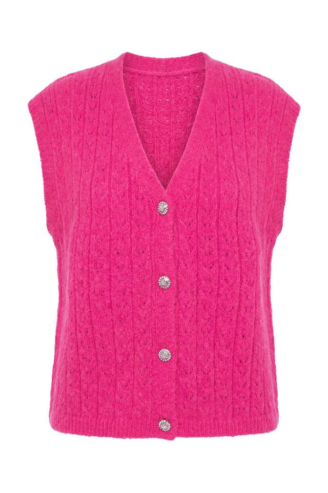 Studio Untold Strickjacke Strickweste Ajourstrick Schmuckknöpfe – Bild 2 von 3