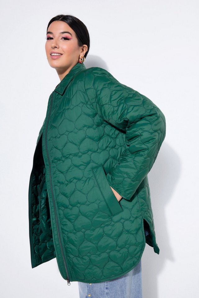 Studio Untold Wintermantel Mantel kurz Loose Shape Stepp Hearts-Muster – Bild 4 von 4
