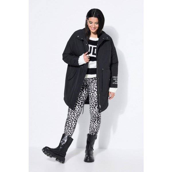 Studio Untold Wintermantel Parka A-Linie Statement-Stickerei Kapuze