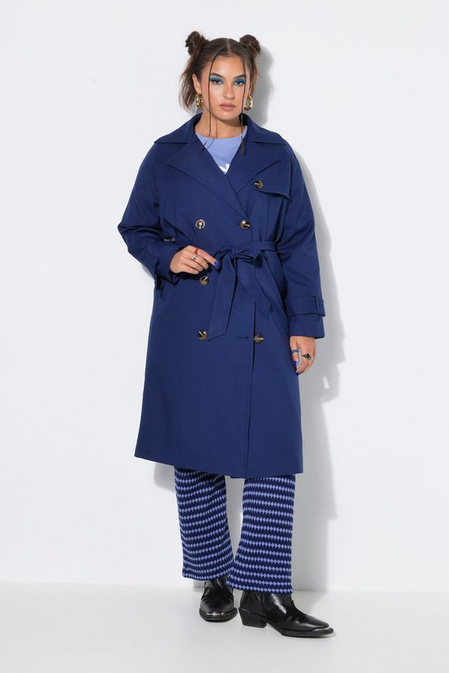 Studio Untold Wintermantel Trenchcoat leicht oversized Revers Bindegürtel – Bild 4 von 4