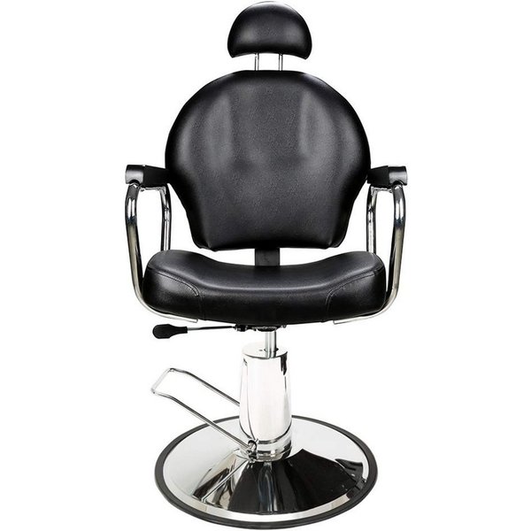 Barberpub Stuhl Barberpub hydraulischer Friseurstuhl Friseursessel 3022BK, Salon SPA Kunstleder Schwarz