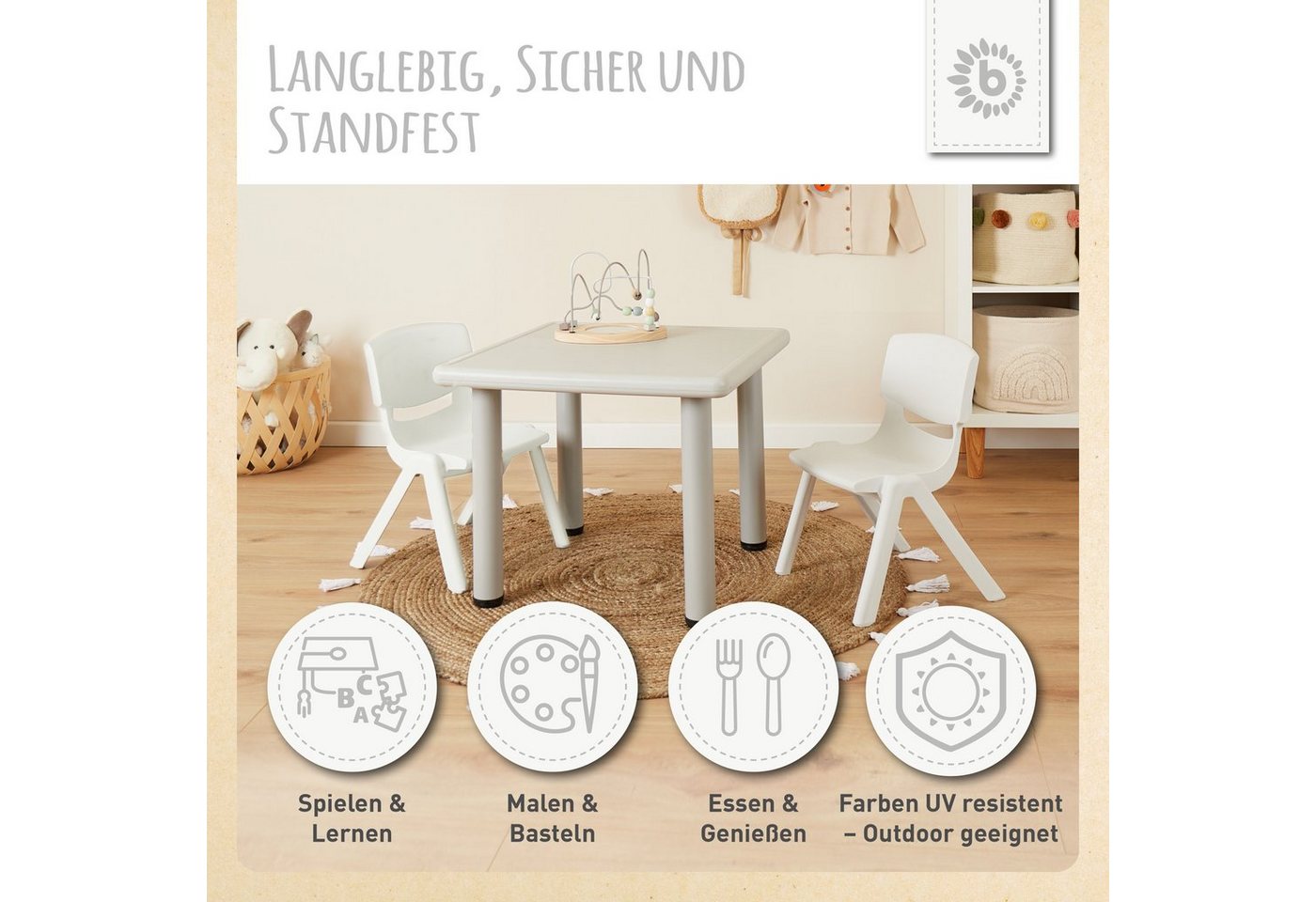 BIECO Stuhl Bieco Kinderstuhl bis 80 kg, stapelbar, kippsicher Kinder Stuhl – Bild 4 von 5