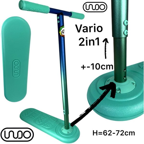 INDO Stuntscooter Indo Kickstarter Trampolin Stunt-Scooter Trick Trainer H=62-72cm Neon