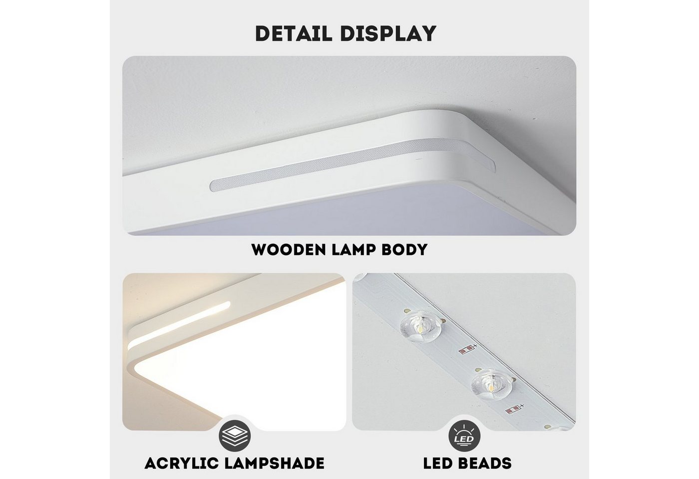 style home Deckenleuchte LED Deckenlampe dimmbar mit Fernbedienung, 192W-90x60x6cm, Warmweiß bis Kaltweiß 3000K-6000K, 90x60x6cm, moderne Leuchte für Wohnzimmer – Bild 4 von 5