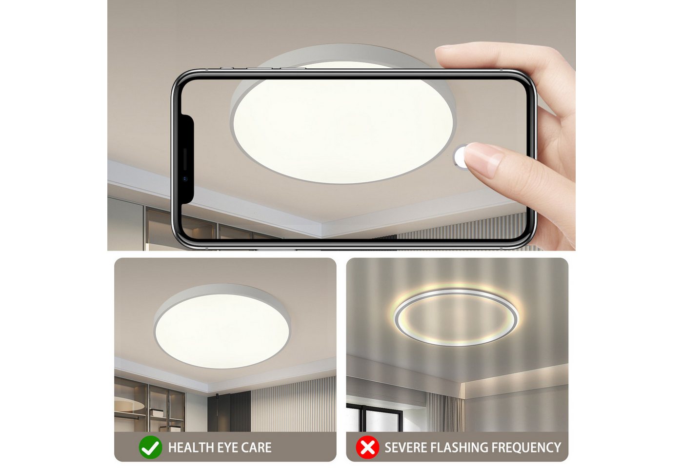style home LED Deckenleuchte Deckenlampe, 12W-Ø23x5cm, LED fest integriert, Warmweiß 3000K, nicht dimmbar ohne Fernbedienung, für Küche Diele Flur Balkon, 23x23 – Bild 4 von 5