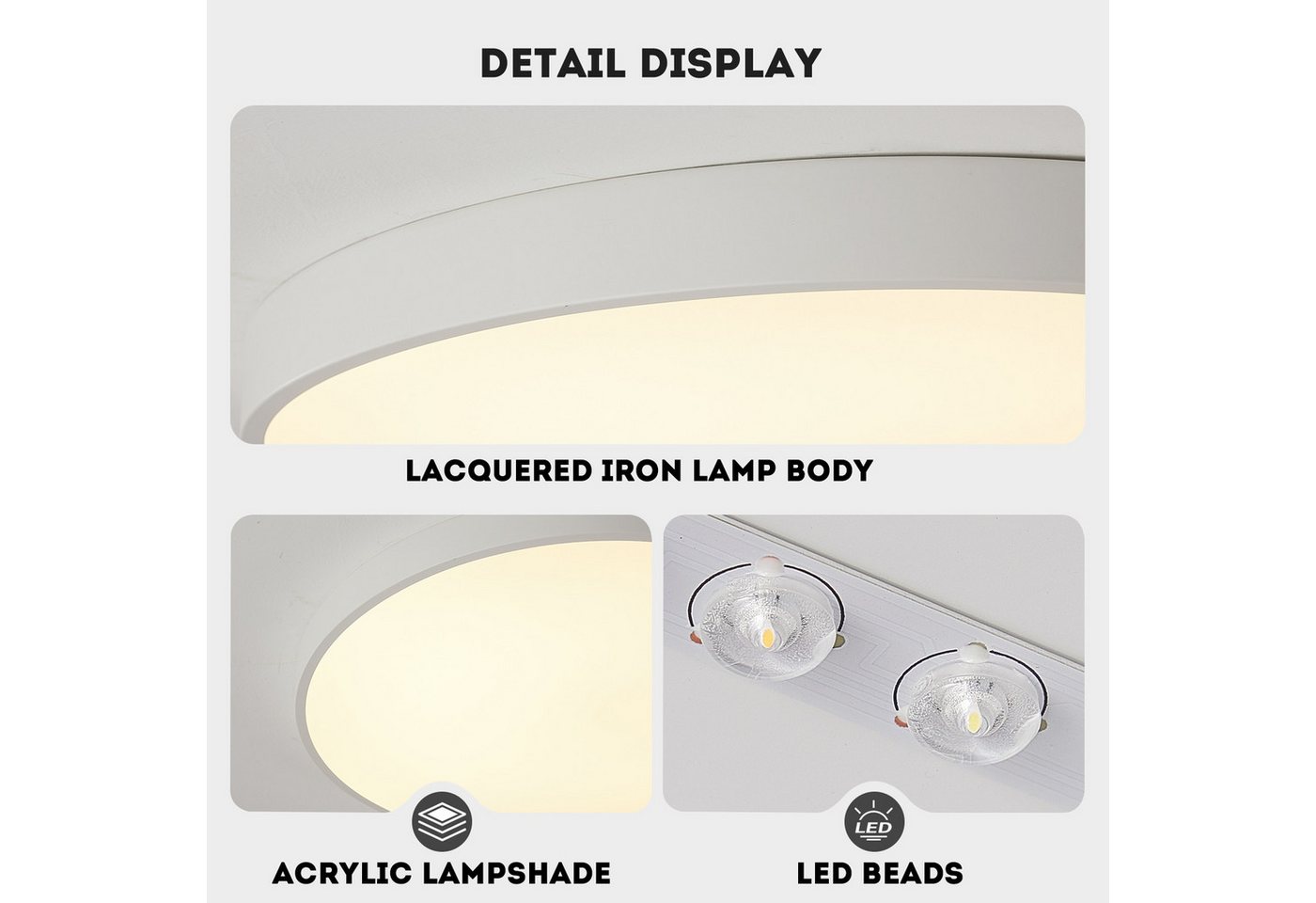 style home LED Deckenleuchte Deckenlampe, 12W-Ø23x5cm, LED fest integriert, Warmweiß 3000K, nicht dimmbar ohne Fernbedienung, für Küche Diele Flur Balkon, 23x23 – Bild 5 von 5