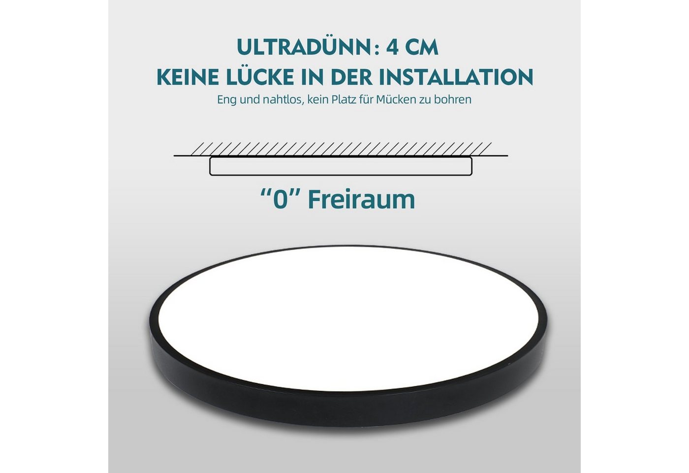 style home LED Deckenleuchte Deckenlampe, 48W-Ø50x4cm, LED fest integriert, Warmweiß 3000K, nicht dimmbar ohne Fernbedienung, für Wohnzimmer Schlafzimmer Büro K – Bild 5 von 5