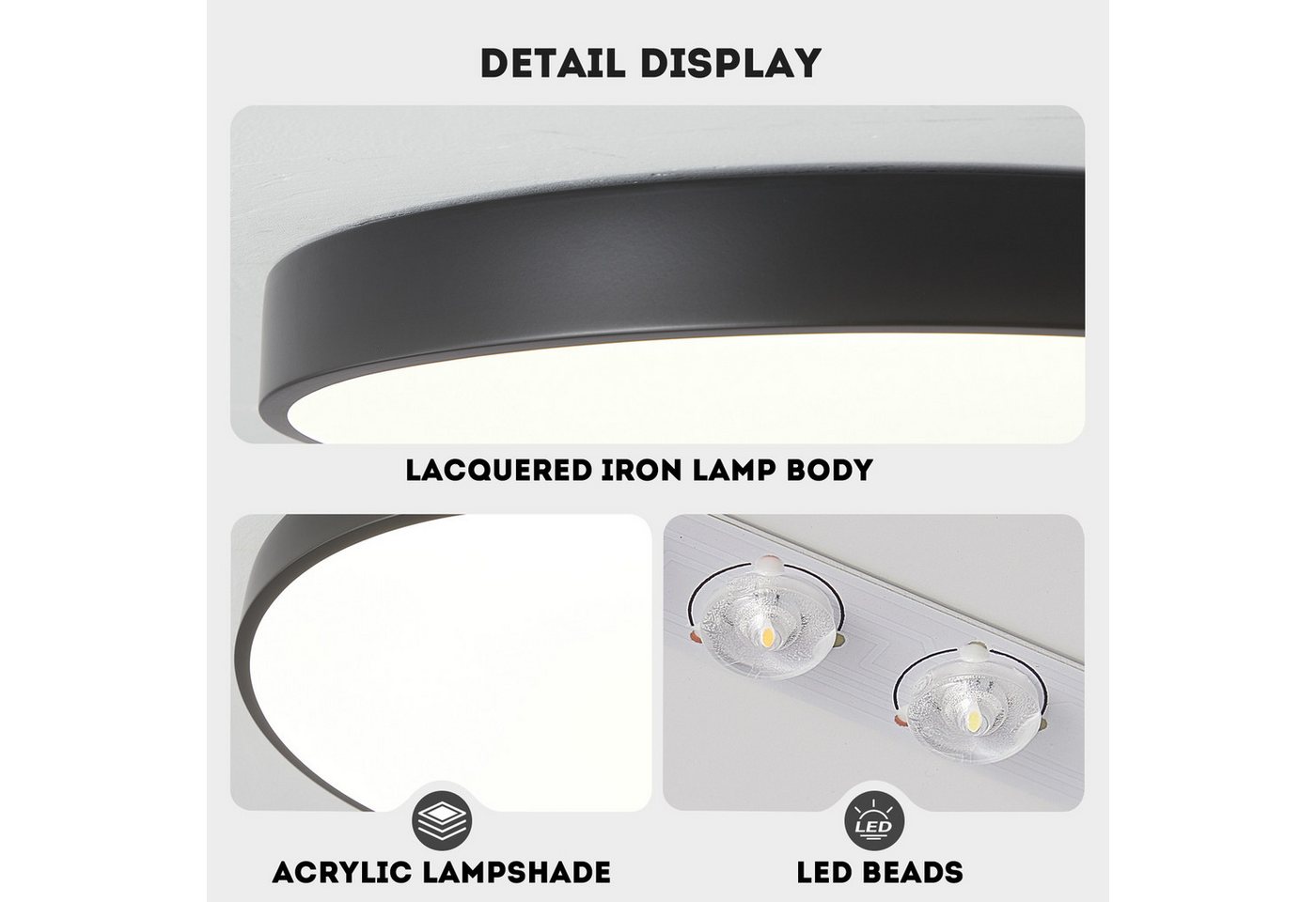 style home LED Deckenleuchte Deckenlampe, 36W-Ø40x4cm, LED fest integriert, Warmweiß 3000K, nicht dimmbar ohne Fernbedienung, für Wohnzimmer Schlafzimmer Büro K – Bild 3 von 5