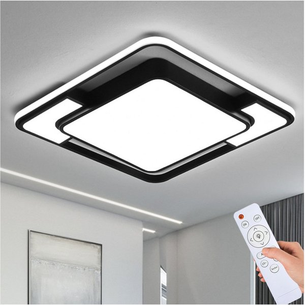 style home LED Deckenleuchte Deckenlampe, 90W-42x42x6cm, LED fest integriert, Warmweiß bis Kaltweiß 3000K-6000K, dimmbar mit Fernbedienung, Quadratische Lampe f
