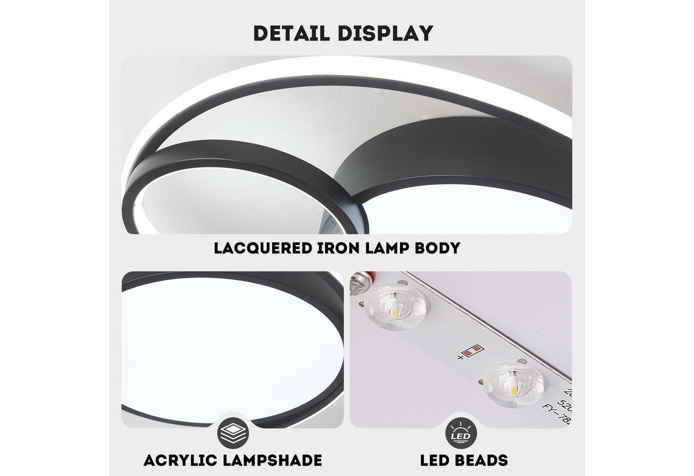 style home LED Deckenleuchte Deckenlampe, 55W-Ø50x8,5cm, LED fest integriert, warmweiß bis kaltweiß 3000-6000K, dimmbar mit Fernbedienung, für Wiohnzimmer Schla – Bild 5 von 5