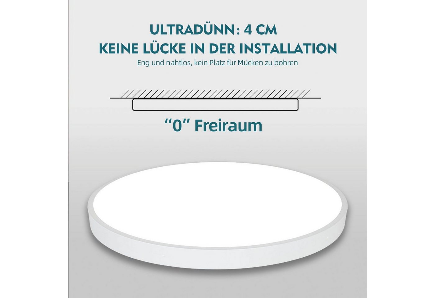 style home LED Deckenleuchte Deckenlampe, 24W-Ø30x4cm, LED fest integriert, Warmweiß 3000K, nicht dimmbar ohne Fernbedienung, für Wohnzimmer Schlafzimmer Büro K – Bild 5 von 5