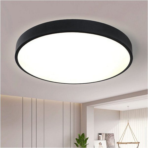 style home LED Deckenleuchte Modern Deckenlampe für Wohnzimmer Schlafzimmer, 36W-Warmweiß 3000K, LED fest integriert, Warmweiß 3000K ohne Fernbedienung, Runde F