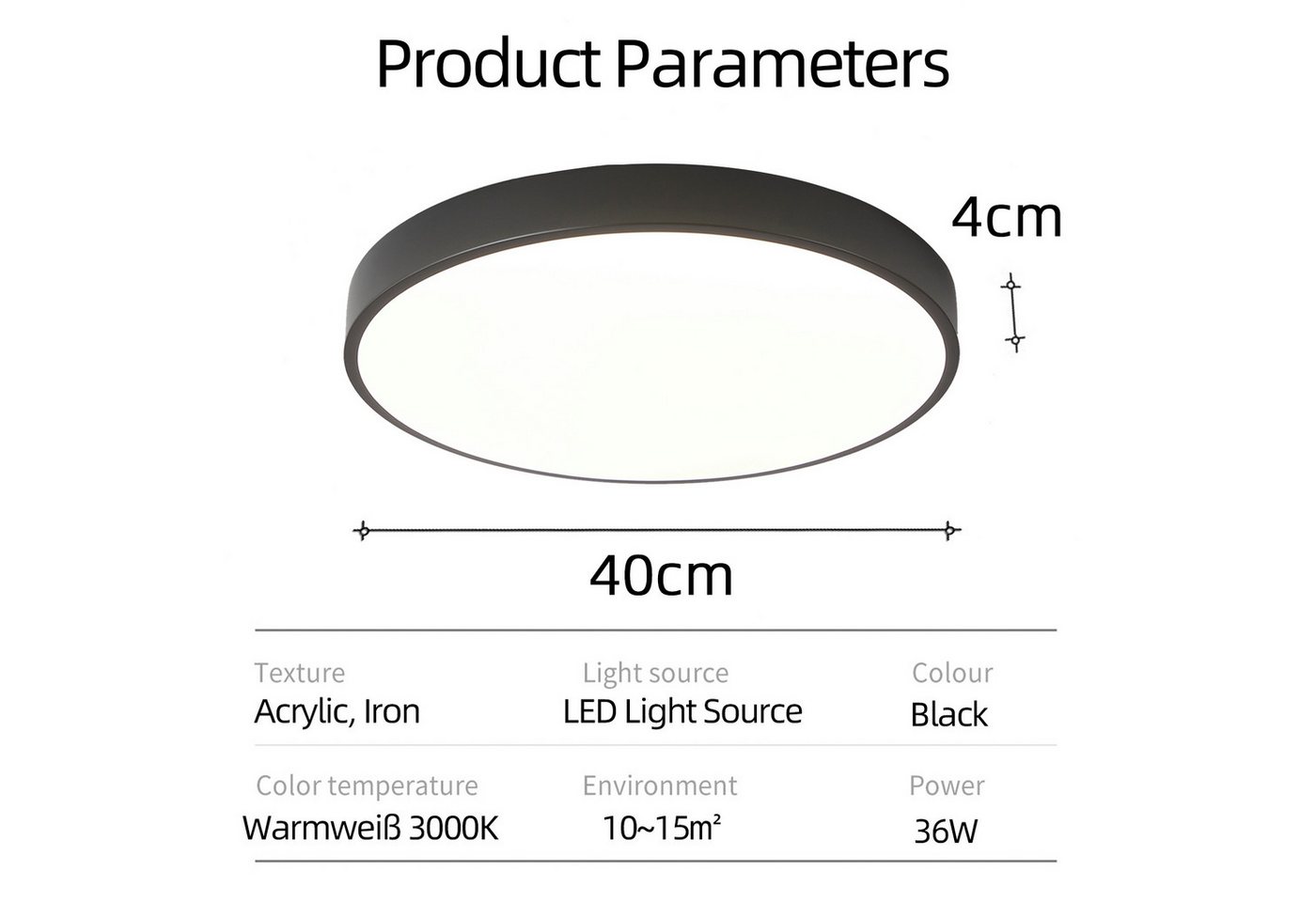 style home LED Deckenleuchte Modern Deckenlampe für Wohnzimmer Schlafzimmer, 36W-Warmweiß 3000K, LED fest integriert, Warmweiß 3000K ohne Fernbedienung, Runde F – Bild 2 von 5