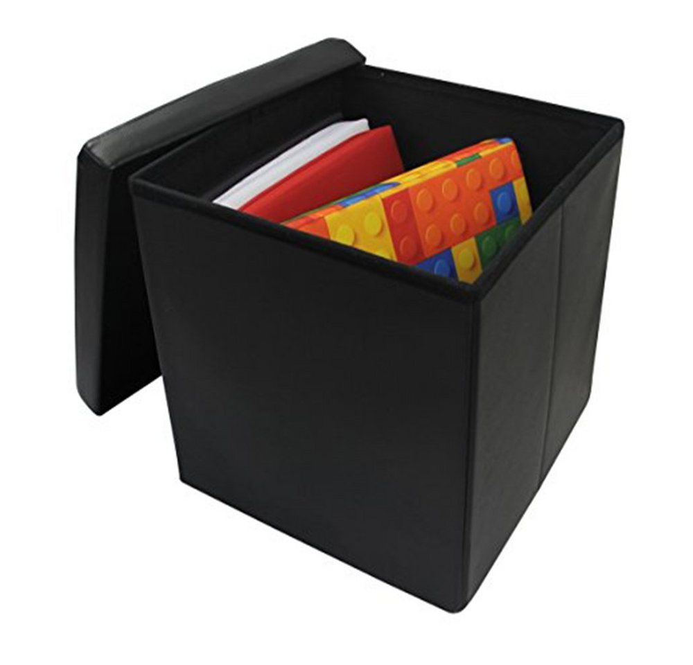 style home Sitzhocker faltbare Sitzbank mit Stauraum, 38*38*38cm (Aufbewahrungsbox mit Deckel, gepolstert Sitzwürfel Fußhocker, Sitztruhe aus Kunstleder), für W – Bild 2 von 5