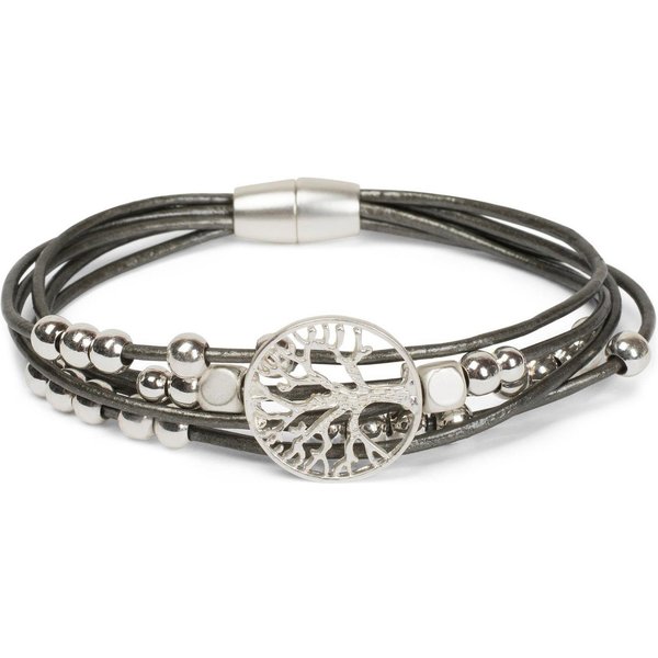 styleBREAKER Armband Armband mit Lebensbaum, Perlen und Bändern (1-tlg)