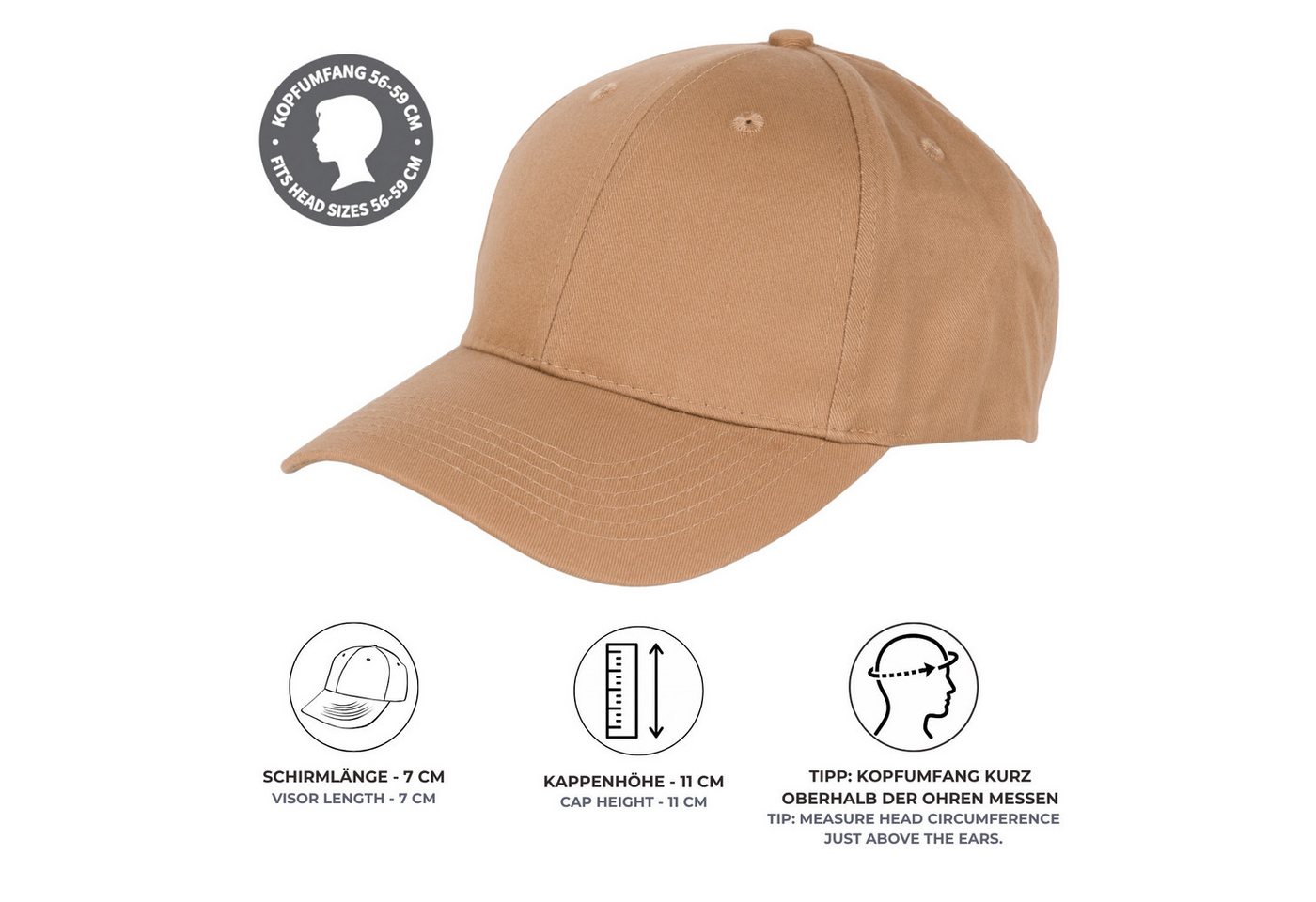 styleBREAKER Baseball Cap Baseball Cap Einfarbig (1-St) – Bild 5 von 5
