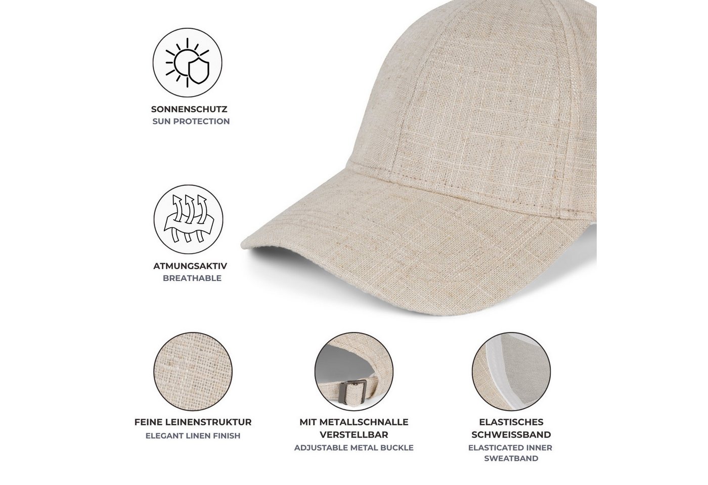 styleBREAKER Baseball Cap Leinen Baseball Cap (1-St) – Bild 4 von 5