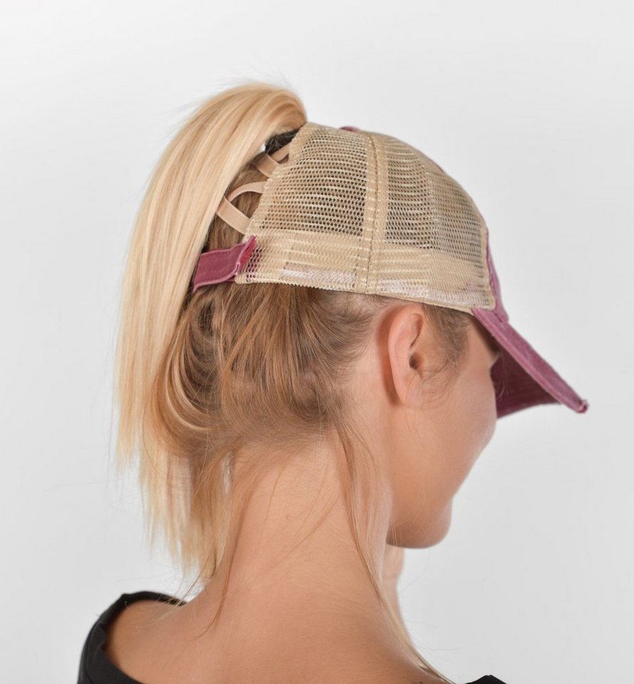 styleBREAKER Baseball Cap Ponytail Baseball Cap Used Look mit Mesh Einsatz (1-St) – Bild 4 von 5