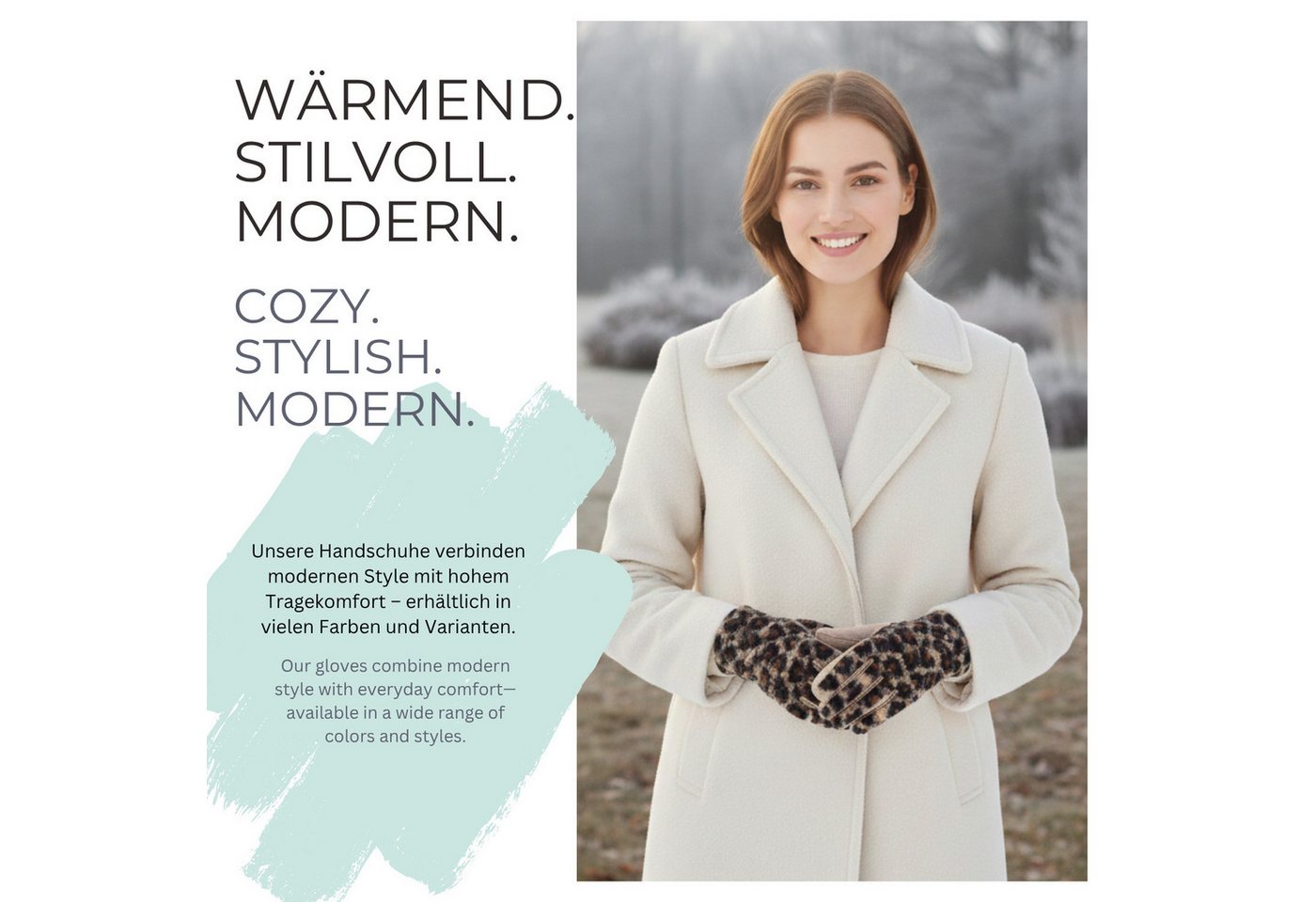 styleBREAKER Baumwollhandschuhe Touchscreen Handschuhe mit Leoparden Muster (1-St) – Bild 5 von 5